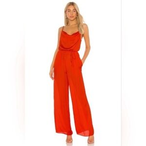 L'ACADEMIE × Revolve Alexia Red Wide Leg Jumpsuit Cow Neck Sleeveless Size Small